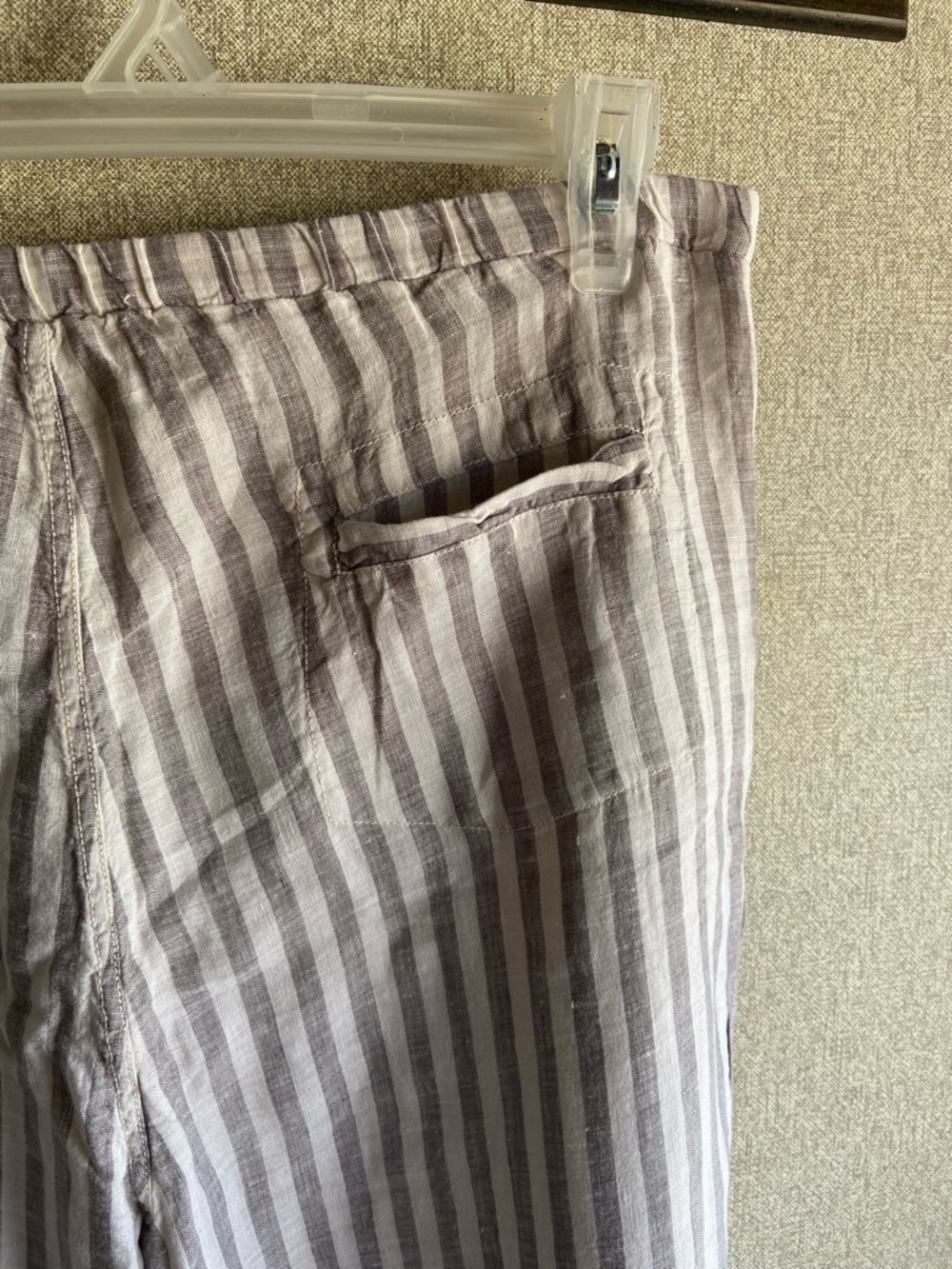 XCVI 100% linen wide leg pants grey & white stripe XL summer beach natural fiber - Picture 6 of 7